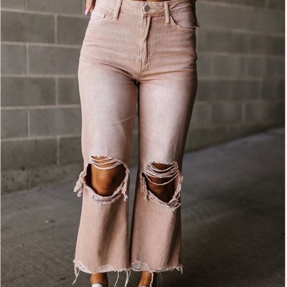 Vervet Vintage Crop Flare in Misty Rose - Picture 4 of 10